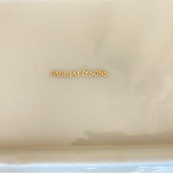 Rectangular platter with scaling edges floral pink serving platter - Picture 6 of 7